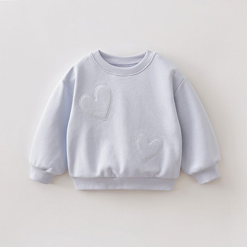 Mark Jenny 3D Heart Girls Colorful Soft Sweatshirt Baby Pullover 2026 Spring New Style 560107 Alice Blue 120