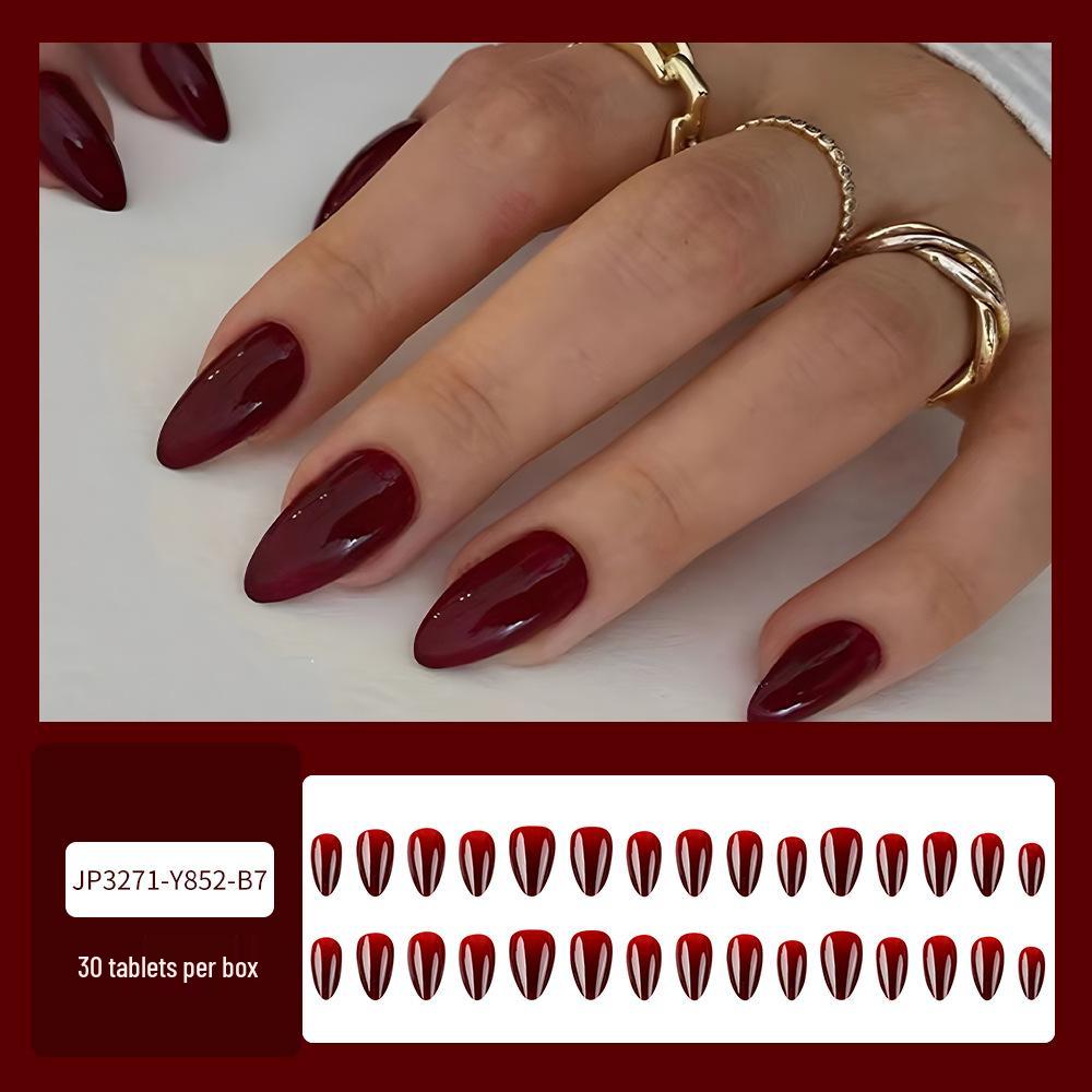

Набор из 30 минималистичных накладных ногтей винно-красного цвета - Элегантные однотонные патчи для нейл-арта