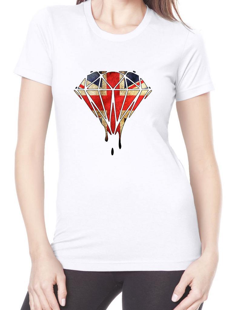 Dripping Diamond Union Jack Women s T-Shirt - Melting Dope Swag Hipster Tumblr 2XL