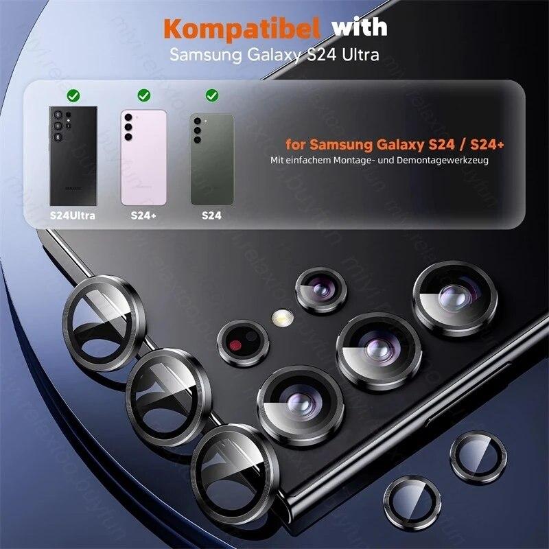 Zadný kovový ochranný krúžok na fotoaparát Zadná šošovka Tvrdené sklo Puzdro Kryt Pre Samsung Galaxy S24 Ultra Plus S24Ultra S24+ 5G 2024