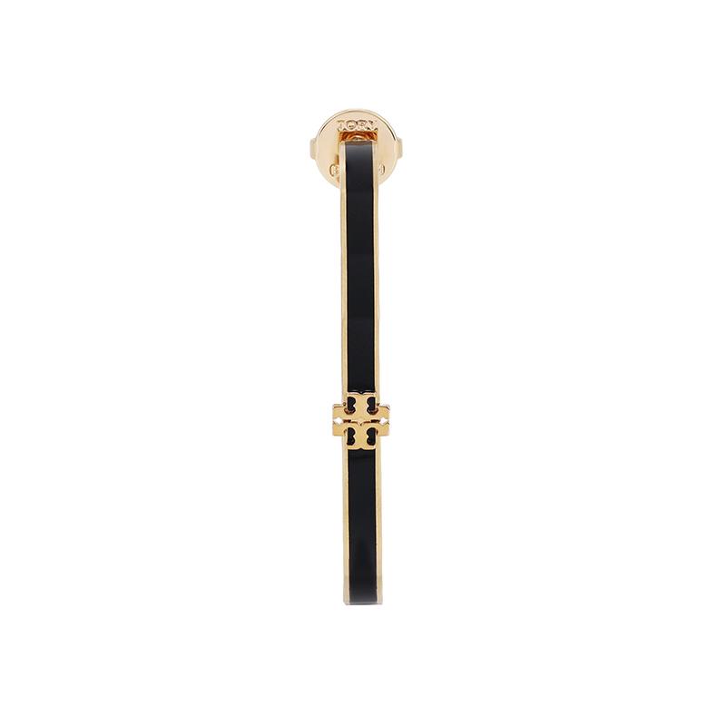 Tory Burch Logo Brass Enamel Crystal Earrings Women earrings Black 157204720