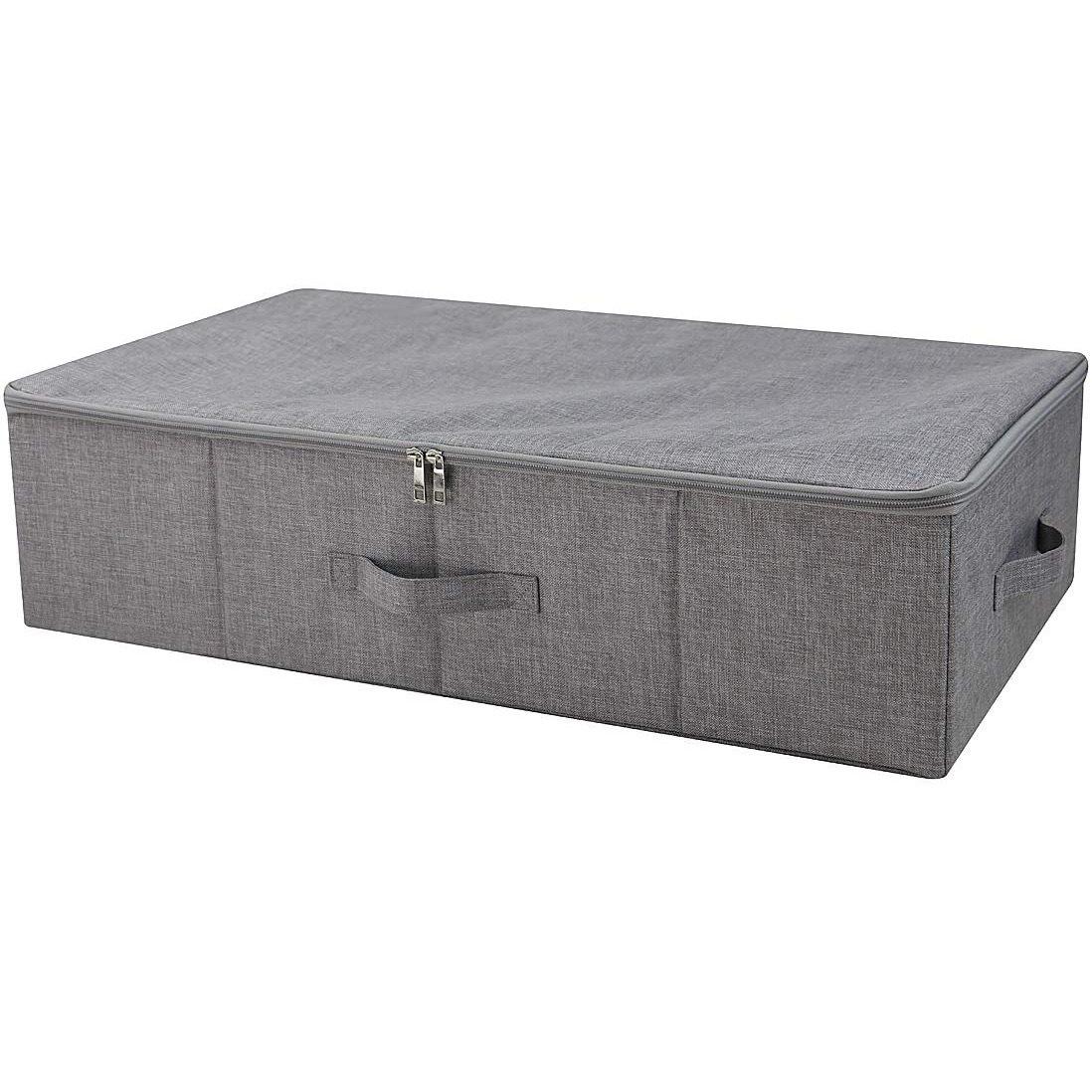 

Under Bed Storage Container Closet Organizer With 3 Handles Sturdy Foldable Clothes Storage Bin Thick Fabric Blanket Storage Bag сірий