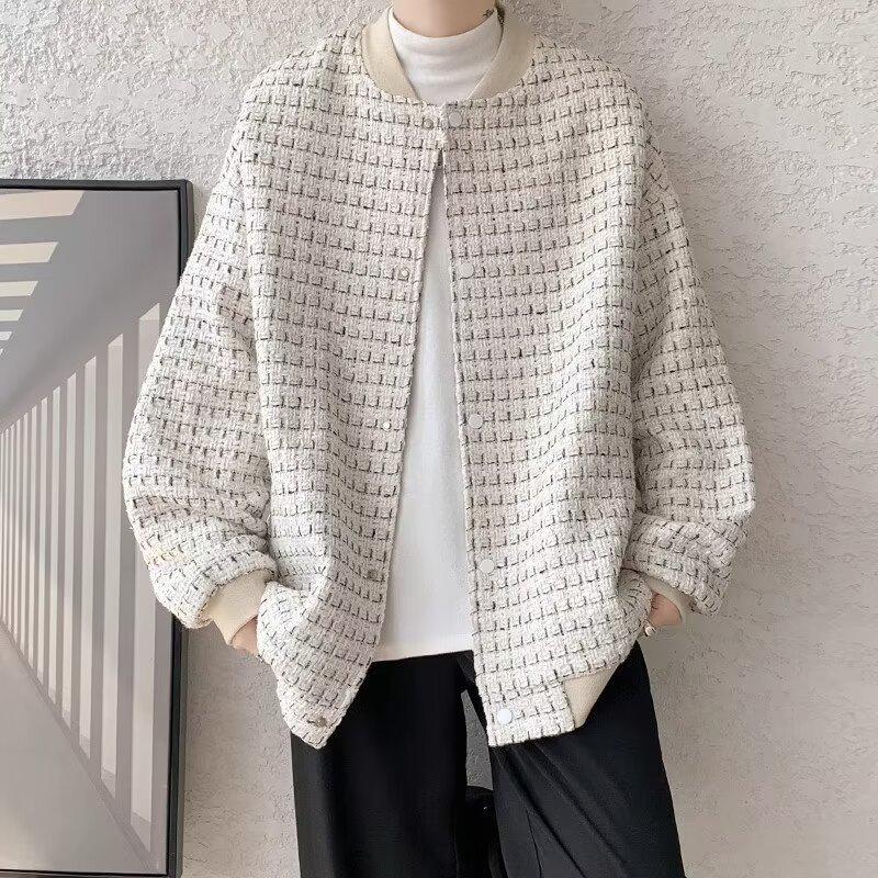 

Шикарная клетчатая куртка для пары: Мужская демисезонная ретро верхняя одежда с длинным рукавом 2XL белый