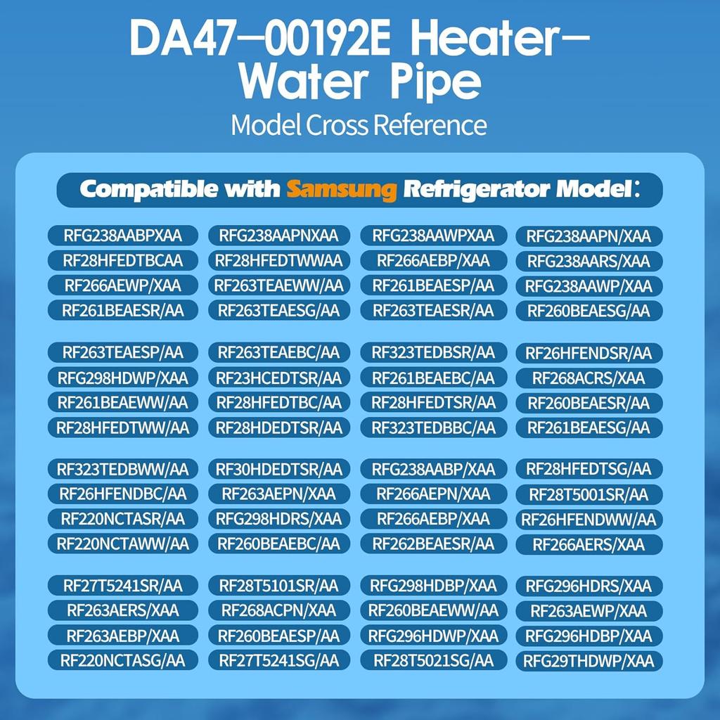 DA47-00192E Heater-Water Pipe Compatible with Samsung Refrigerator ice Maker. DA47-00192E Refrigerator Ice Maker Fill Tube Heater Replacement Parts
