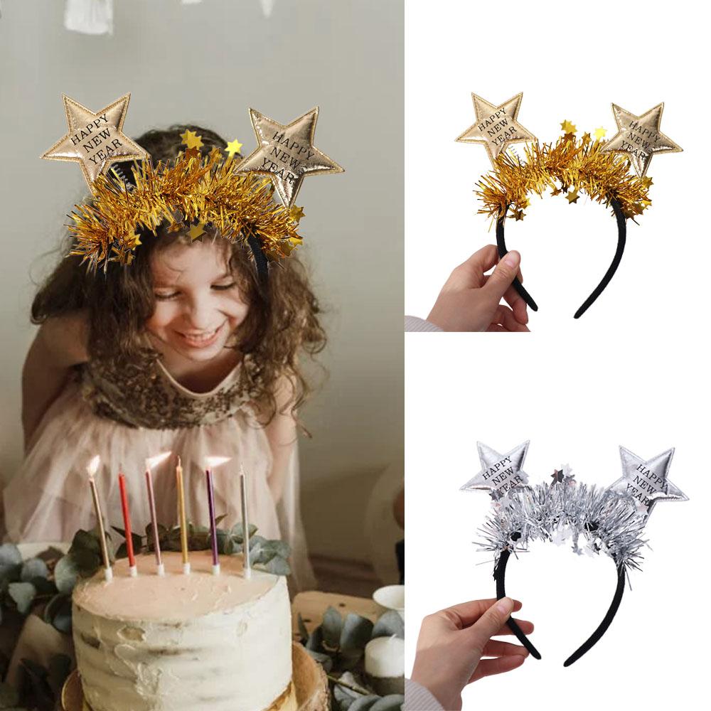 

Glitter 2025 New Year Hairband Gold Silver Party Photo Props Happy New Year Headband Party Gift срібний
