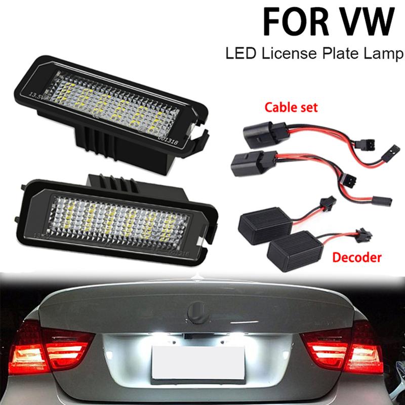 2pcs For VW Passat B6 B7 3G2 CC Eos Polo Golf 4 5 6 7 For Porsche 997 Canbus Error Free LED Number License Plate Lights Assembly