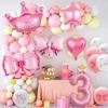 Prinzessin 3. Geburtstag Party Dekorationen 40 Zoll Große Rosa Krone 3 Luftballon für Mädchen Prinzessinnen Zubehör Mitgebsel Jubiläen
