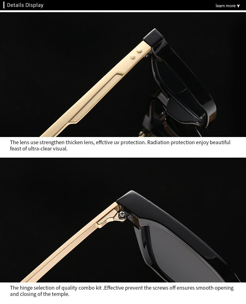 New European American Mens Square Glasses Retro Double Grooved Frame Sunglasses Spot 6069