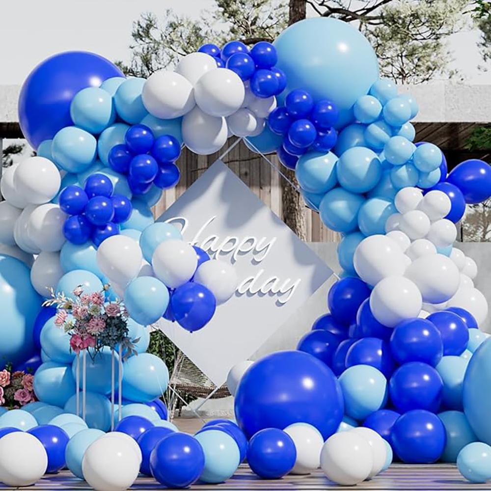Royal Blue Ballon Kit White Silver Latex Balloons Garland Arch Baby Shower Wedding Anniversary Baby Shower Graduation Decoration