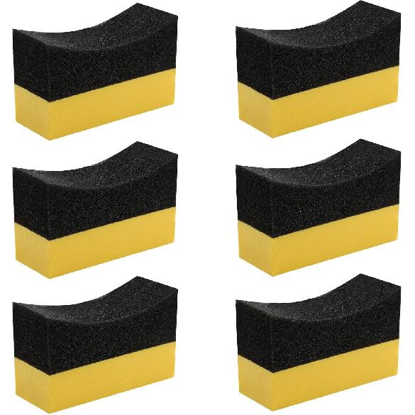 6 Pcs Tire Applicator Dressing Shine Sponge, Tire Dressing Applicator Pads, Color Polishing Sponge for Car Glass, Painted Steel & Porcelain