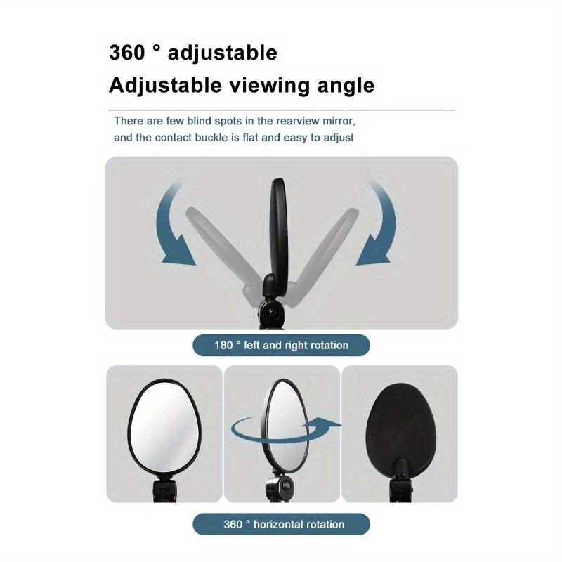 2 Stück Schwarzer 360° Verstellbarer Fahrrad-Rückspiegel mit Weitwinkelobjektiv - Langlebiges PVC, Universelle Passform für Renn- & Mountainbikes