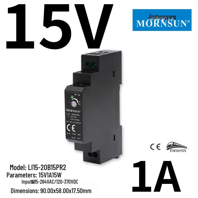 Jinshengyang LI15-150W DIN Rail 24/12/5/48V Power Supply with Plastic Housing, Mean Well HDR Compatible.