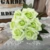 Artificial Flowers 7-Heads Goddess Roses Bundle Restaurant Decoration Silk Fake Flower Simulation Green Rose Hall Decorative