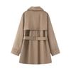 European and American Style, French Style, Women's Clothing, Fashion Lapel Pocket Decoration, Suede Effect Woolen Trench Coat