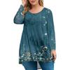 Women's Plus Size Top, Garden Collar Long Sleeved Shirt, Fashionable Floral Print Casual Top