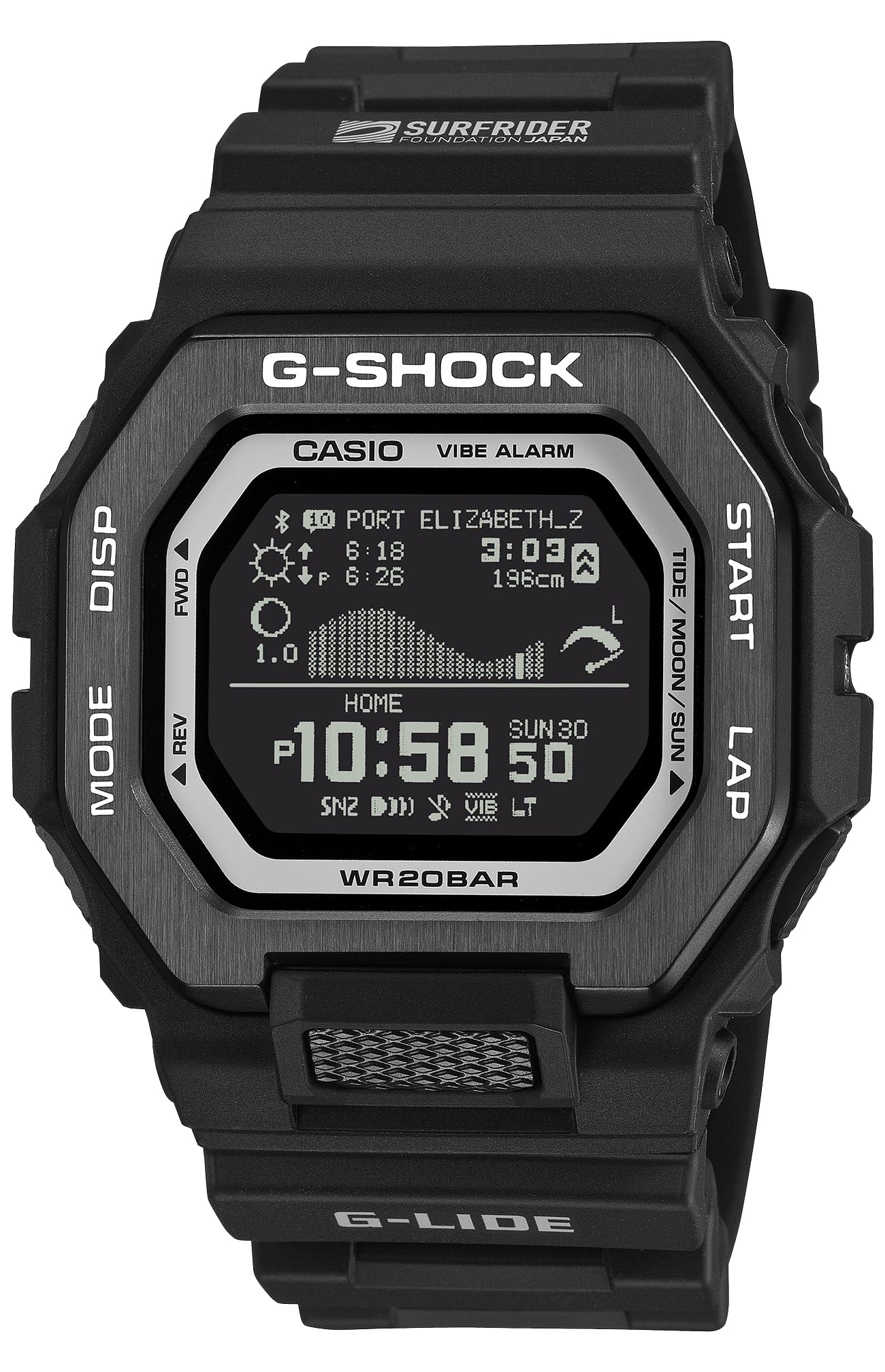 Watch FOUNDATION Collaboration Environmentally Friendly Black [Casio] G-Shock G-LIDE  SURFRIDER JAPAN  Model, Materials, GBX-100SFJ-1JR, Men s,