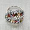 Huitan Women Leaf Shaped Rings with Marquise Colorful Cubic Zirconia CopperColor Fancy Daily Party Female Rings Trendy Jewelry