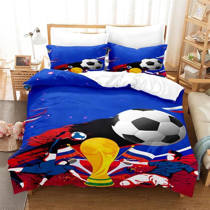 Football Bedding Set Boys Duvet Cover Ball-game Star Quilt Cover Room Gorgeous Competitive Sports Bedding Queen Duvet Cover Set