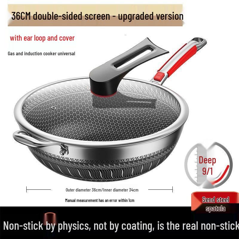 Cross-border Non-stick Food-grade Stainless Steel Double-sided Oil-free Medical-grade Wok