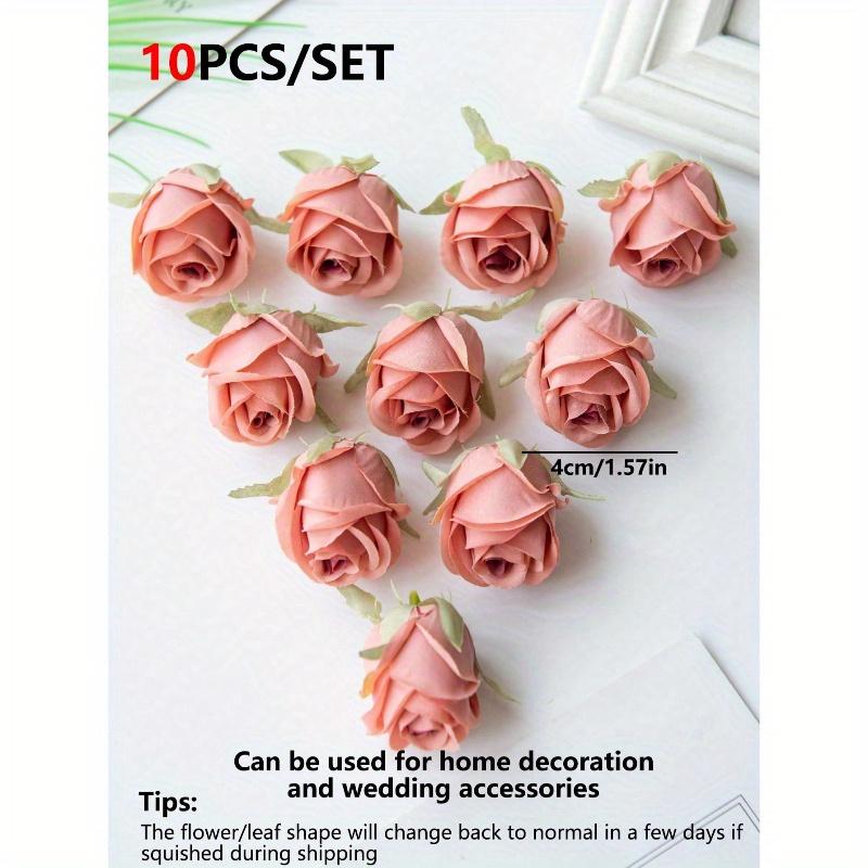 10PCS Artificial Rose Head and Bud Wedding Decoration Bride Wrist Flower Hand Holding Flower Head Flower Material DIY Valentine'S Day Gift Wedding