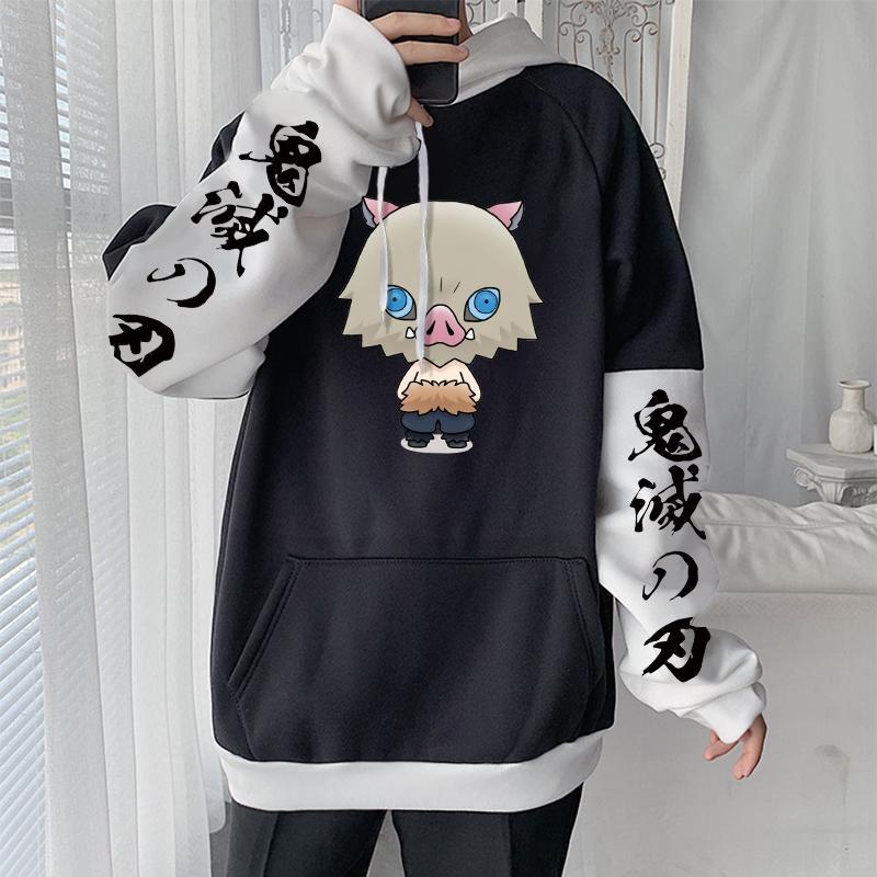 Anime Demon Slayer Hashibira Inosuke Hanorace unisex cu fermoar Kawaii Desene animate imprimate Topuri cu glugă Femei Bărbați Casual Jachetă caldă cu fermoar