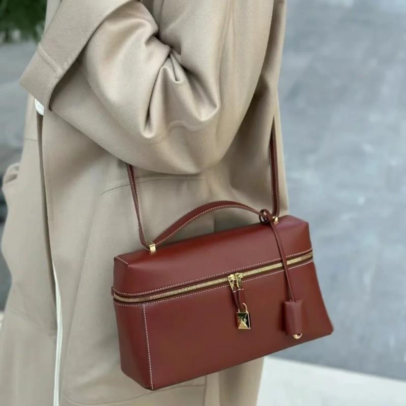 Genuine Leather Lunch Tote Bag Retro Vintage Handbag Daily Shoulder Women