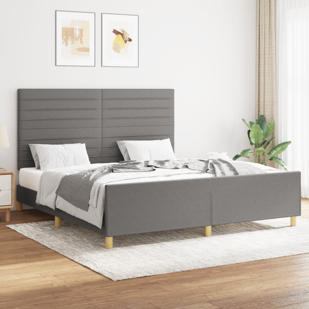 Vidaxl Bed Frame Without Mattress, Dark Gray, 160X200 Cm, Upholstered
