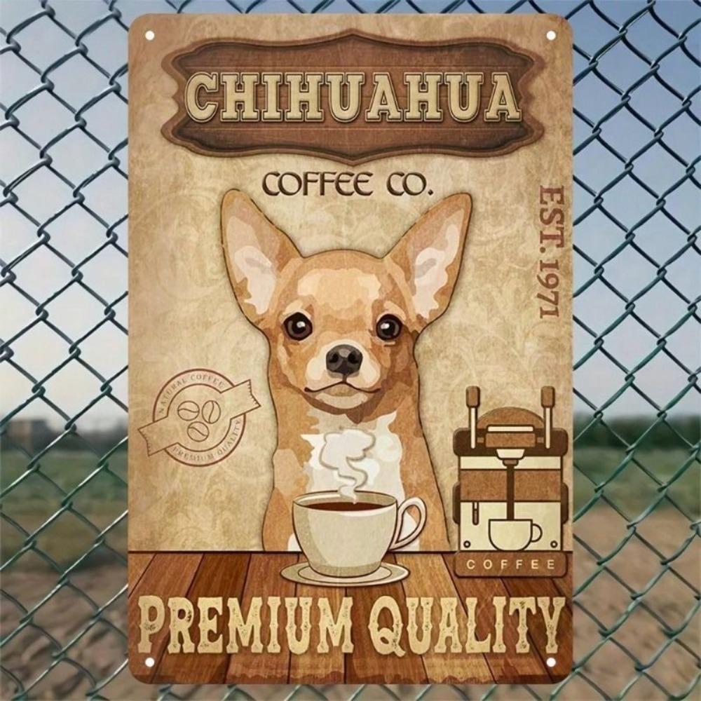 Retro Metal Sign Chihuahua Vintage Wall Art Kitchen Cafe Decor 20x25 cm