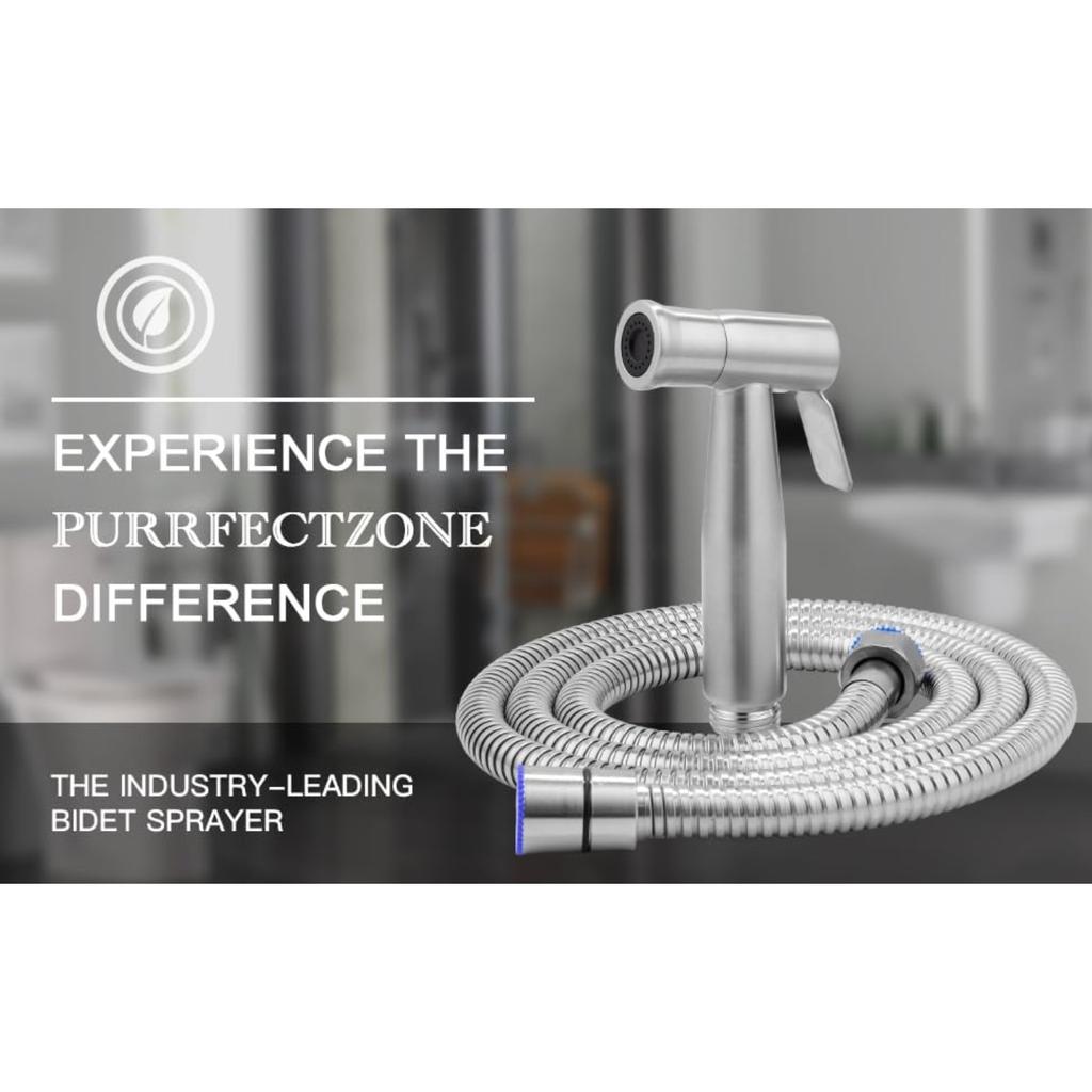 Multifunctional Hand-held Bidet Spray, Bathroom Diaper Shower, Hose and Accessories - Toilet Sprinkler with Dual Spray Function (Silvery)