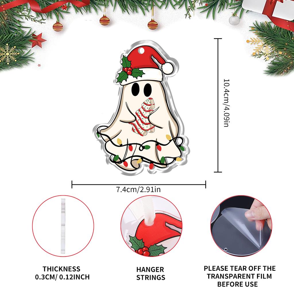 Navidad 2026 New Year Gifts - Christmas Theme Acrylic Hanging Ornaments Art Pendant for Car Home Party Wall Decoration 1PCS