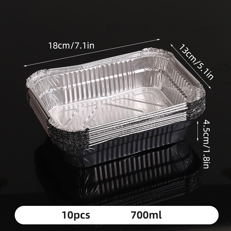 10pcs Rectangular Tin Foil Tray AirFryer Disposable Food Containers Bowls BBQ Take Away Cake Boxes Aluminum Packaging Box