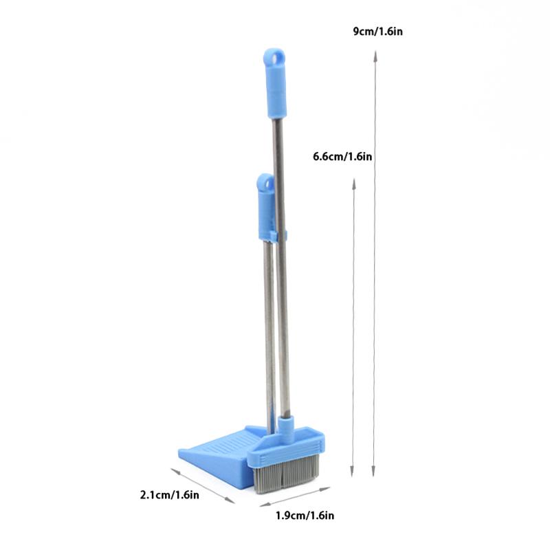 

1:12 миниатюрных кукольных метел для совка, набор для уборки кукольного дома, декоративная игрушка, декоративная сцена для микрожизни синий
