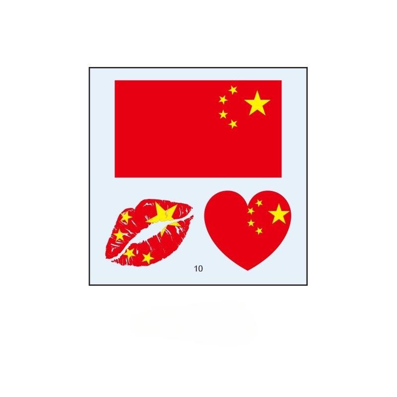 Face Sticker Waterproof Sweat Lasting Tattoo Sticker Sports Competition National Flag Sticker Five-star Red Flag Tattoo Sticker