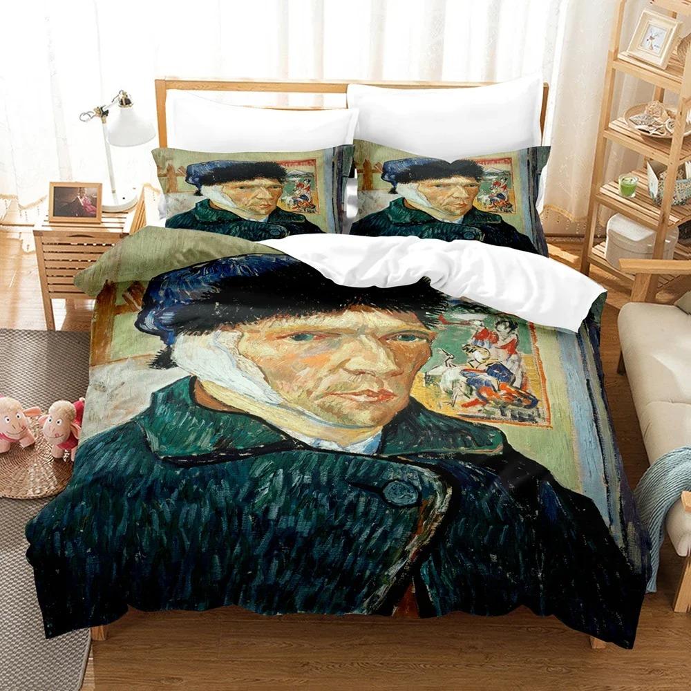 Van Gogh Oil Painting Beding Set 3D Printed Suitable for Bedrom Soft with Soft Fabric Duvet Cover Set With Pilowcases Children Kids Home Textile
