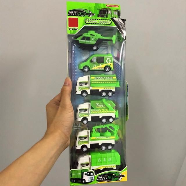 6Pcs Car Model Toy Fire Truck Airplane Police Engineering Model for Boys Christmas Gift Diecast 1/64 Voiture Pull Back Car Toys
