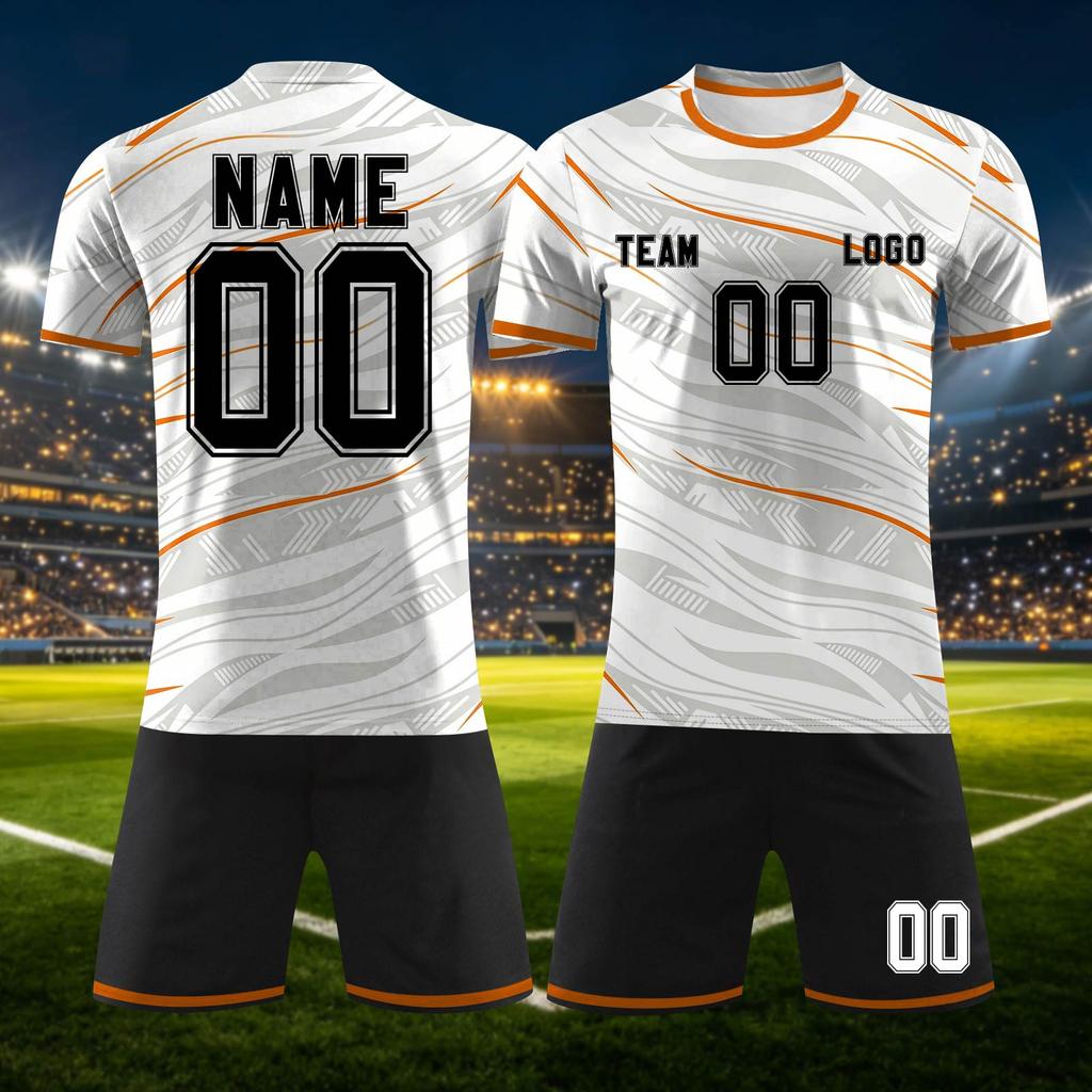 Customizable DIY Sports Jersey Set with Personalized and Number for Team Training or Short Sleeve Top and Shorts Suitable for Adults and Youth