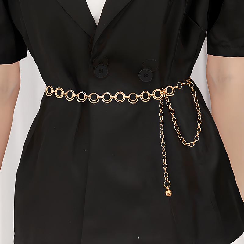 

Korean Style Metal Circle Waist Chain Belt for Women - Versatile Plus Size Skirt Accessory золотой