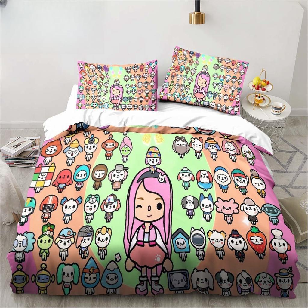 Novo jogo Toca Life World Conjunto de cama Escavadeira Lençol King Twin Double Conjunto de cama infantil Microfibra ou conjunto de capa de edredom de poliéster