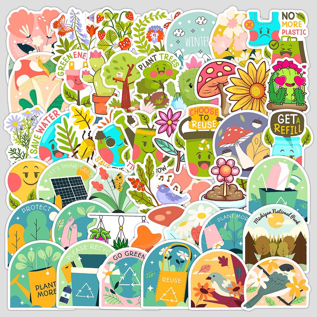 50 Pieces of Nature Protection Graffiti Stickers Creative Charity Promotion Stickers Mobile Phone Computer Waterproof Decorative Stickers