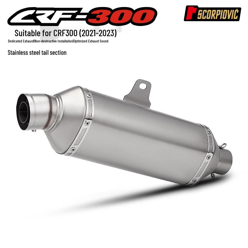 

CRF300 Stainless Steel Exhaust System: Split Front & Rear Pipe Muffler Set