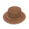 French fashionable handmade straw hat women's summer versatile flat top top hat hemp rope decorative beach sunshade photo hat