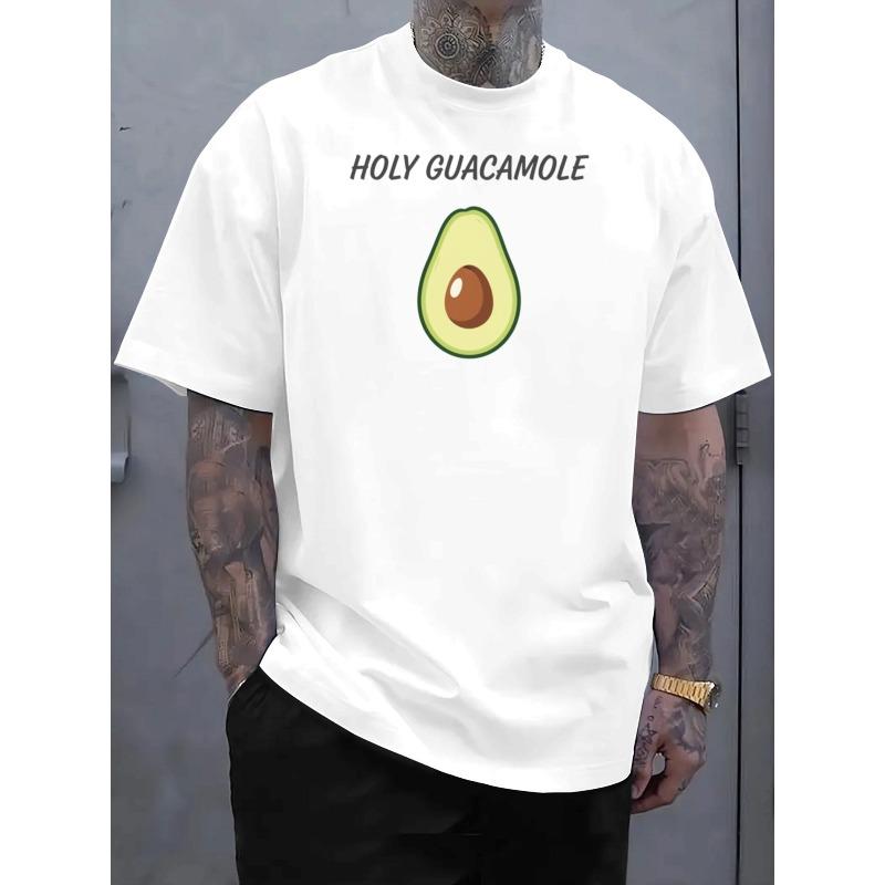 

European sizes Men S Casual Short Sleeve T-Shirt Avocado Graphic Design | Breathable Summer Tee, Machine Washable, Regular Fit 4XL білий