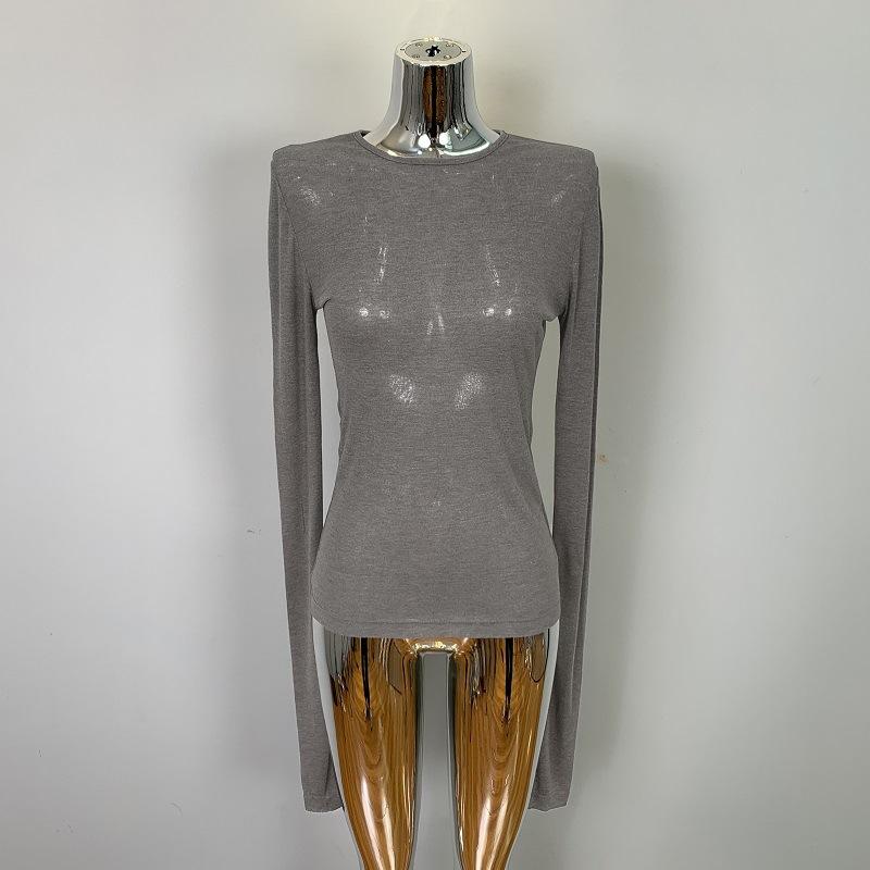 Sexy Kleidung für Damen, weich und leicht verführerisch, Slim Fit und Rundhals-Basishemd, modisches T-Shirt-Oberteil