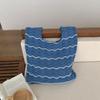 Wavy Polyester Knit Tote Bag for Women Oversized Handheld Shoulder Shopping Purse