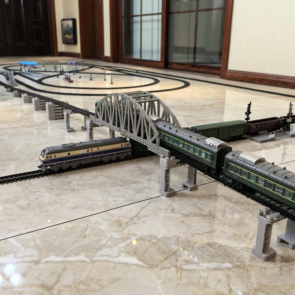 Electric Train Model Toy Track Set: Railway Crossing, Tunnel, and Bridge Accessories for Simulation and Sand Table Scenes