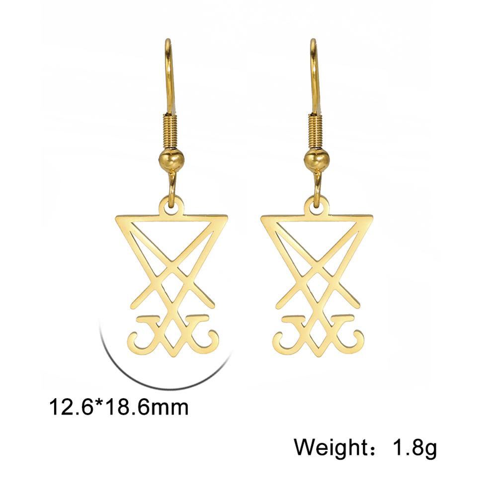  Sigil of Lucifer Drop Earrings for Women Stainless Steel Occult Demon Seal Satan Earrings Vintage Solomon Amulet Jewelry