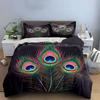 Peacock Feather Art Decor Set Soft Skin-Friendly Bedding Set Includes 1 Duvet Cover And 2 Pillowcase Gift