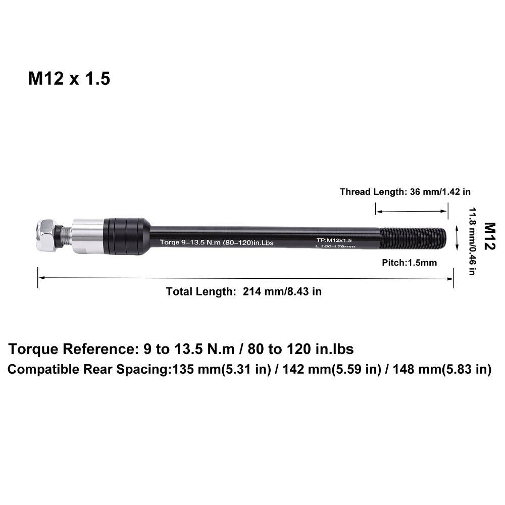 Adjustable Thru Axle Aluminum Alloy, Stainless Steel Bike Thru Axle Adapter Rear Axle Replacement
