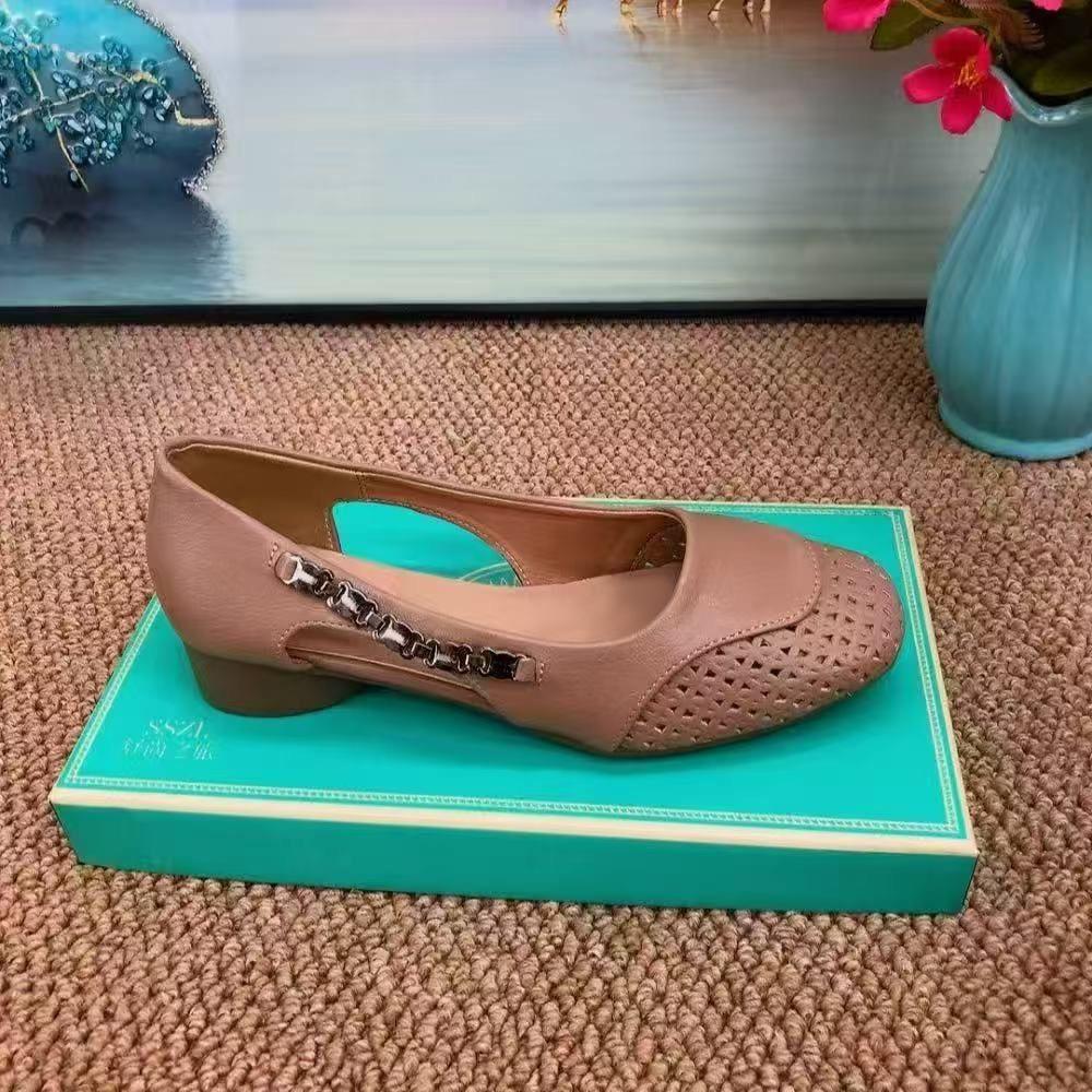 

Французские туфли-мэри джейн женские нежные вечерний бриз с мелким вырезом ажурное плетение лето и осень 2025 новинка с юбкой туфли Дуду 40 абрикосовый