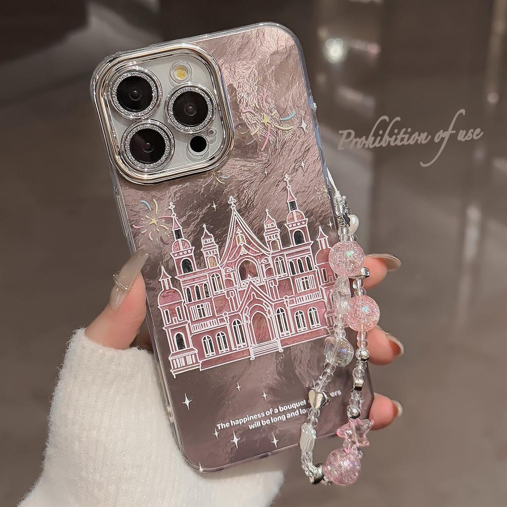 Girl Fireworks Castle with Chain for IPhone17 for Apple 16promax Mobile Phone Case 15 Glitter 13 All Inclusive
